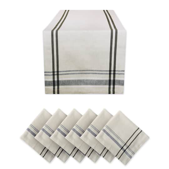 DII® Black French Stripe Table Runner & Napkin Set